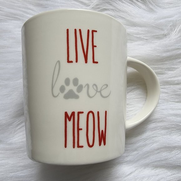 Pfaltzgraff Live love meow cat paw print ceramic coffee mug - Picture 5 of 6